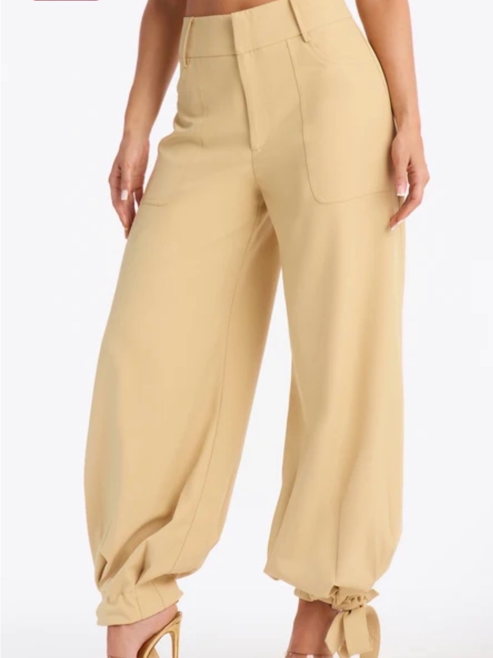 Fashion Nova Beige Tie-Hem Wide Leg Pants Size 1X